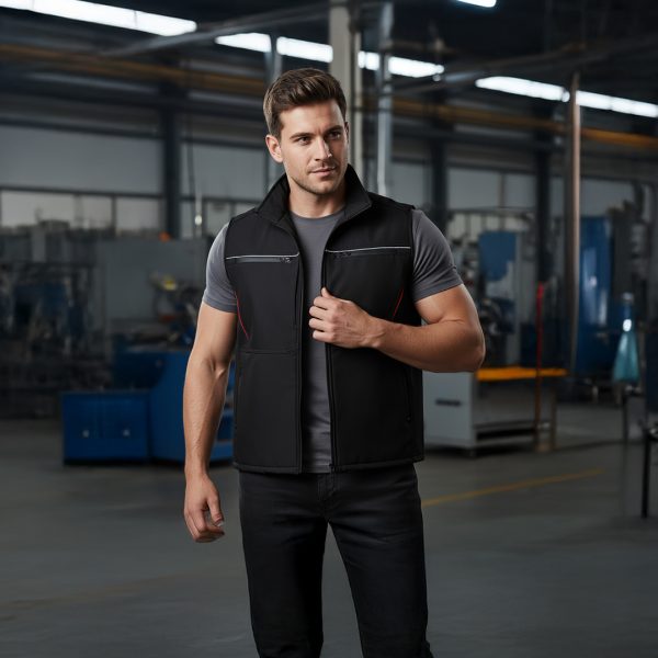 Softshell İş Montu Kolsuz (kırmızı şerit detaylar)